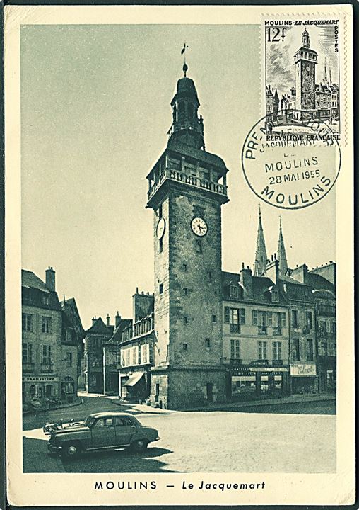 Maxikort. 12 fr. Moulins stemplet d. 28.5.1955.