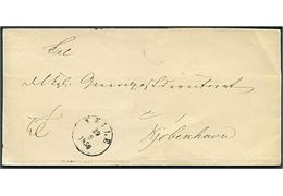 1856. Ufrankeret tjenestebrev med antiqua Veile d. 29.8.1856 til Kjøbenhavn.