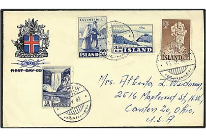 6,55 kr. porto på brev fra Reykjavik, Island, d. 15.4.1960 til USA.