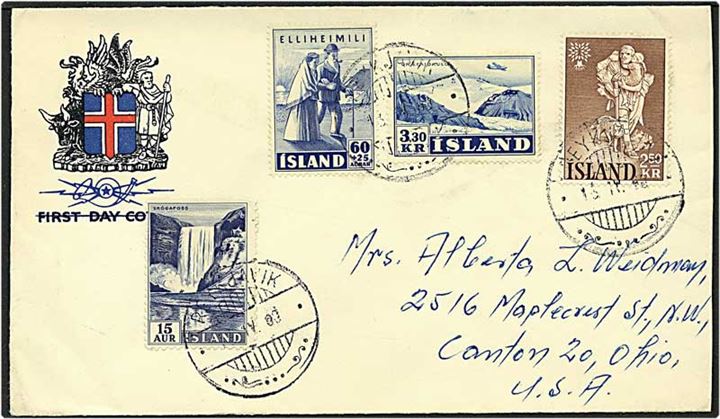 6,55 kr. porto på brev fra Reykjavik, Island, d. 15.4.1960 til USA.