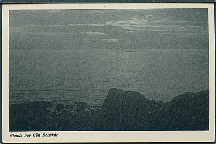 Åland. 1 mk. Løve på brevkort (Ålands hav från Bogskär) stemplet Mariehamn d. 18.8.1931 til Stockholm, Sverige.