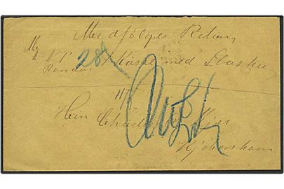Følgebrev på kasse med flasker sendt med skib fra Randers d. 6.9.1874 til København.