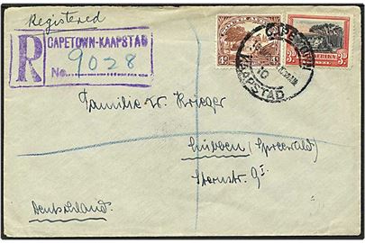7 pence på Rec. brev fra Cape Town, Sydafrika, d. 13.3.1931 til Lübben, Tyskland.