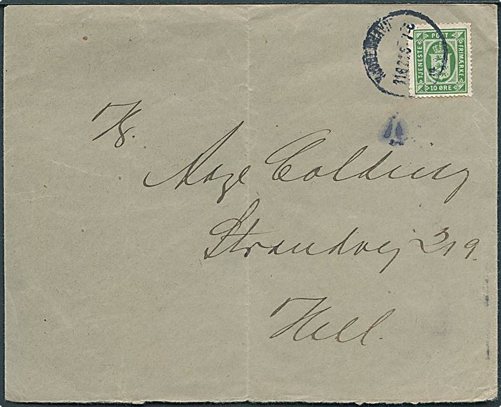 10 øre Tjenestemærke på brev fra Kjøbenhavn d. 31.8.1921 til Hellerup.