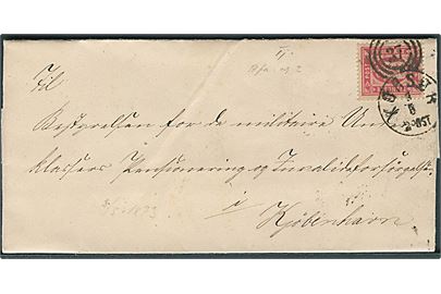 4 sk. Tjenestemærke på brev fra Korsør Toldsted annulleret med kombineret nr.stempel 37/Korsør d. 3.5.1873 til Kjøbenhavn.