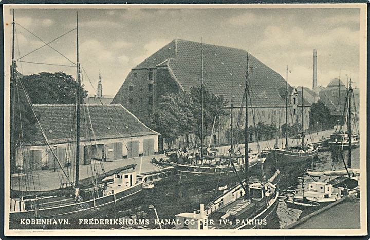 Frederiksholms Kanal med både og Chr. IV's Pakhus, København. J. C. O. no. 1077. 