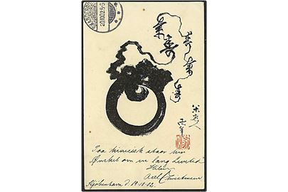 Kinesisk motiv fra Ostasiatisk i København 1902. Udgivet af postvæsenet u/no.