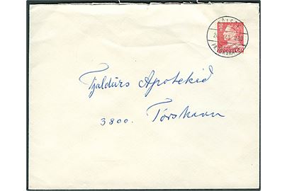 60 øre Fr. IX på brev annulleret med pr.-stempel Nólsoy pr. Tórshavn d. 20.1.1968 til Tórshavn.