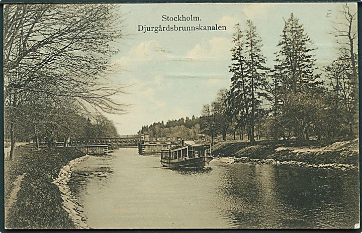 10 öre Gustaf og Julemærke 1919 på brevkort fra Stockholm d. 23.12.1919 til Horsens, Danmark.