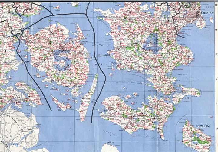 Danmarks kort med samtlige post- og telegrafkontorer, samt postdistrikter. Udgivet af Postvæsenet i 1982. Kortet har indtegnet alle postnumre benyttet i 1982.