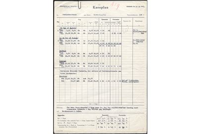 Køreplan formular A.14 (4-42 B4) for Overpakmestrene på Hobro - Løgstør d. 25.10.1943. Samt udkast til køreplans ændring pr. 13.3.1944.
