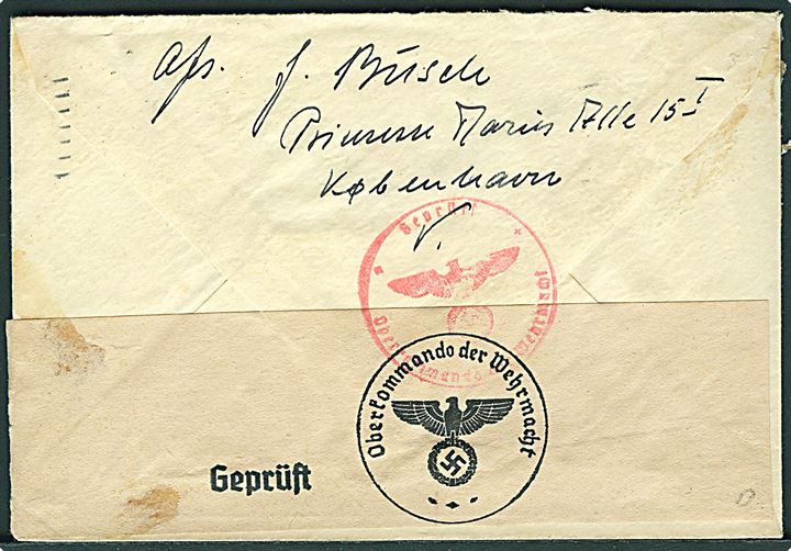 5 øre og 10 øre Bølgelinie på brev fra København d. 26.4.1940 til Lund, Sverige. Åbnet af tysk censur i Berlin el. Hamburg. Påskrevet modtaget d. 4.5.1940.