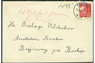 15 øre Karavel på brev annulleret med brotype IIIc Tørring d. 11.6.1933 til Brejning pr. Børkop.