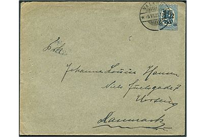 1½ mk/50 pen. Provisorium på brev stemplet Valkum d. 9.6.1923 til Horsens, Danmark. Fra sømand ombord på S/S Irene Maria.