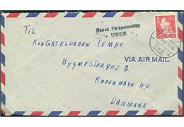 30 øre Fr. IX på luftpostbrev stemplet København d. 25.10.1961 og sidestemplet Dansk FN-kommando UNEF til København. 