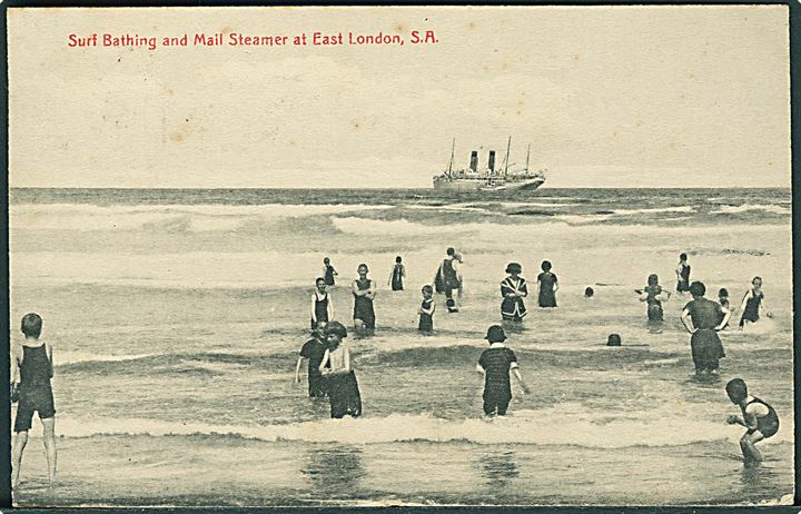 Surf bathing and Mail steamer at East London, S. A. W. Sanson u/no. 