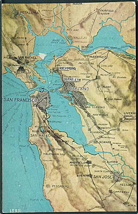 Kort over San Francisco Bay. Pacific Novelty Co. u/no. 