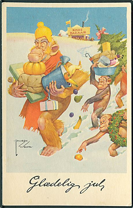 Lawson Wood: Glædelig Jul. Handel hos Xmas Bazaar. Stenders, Serie 396. 