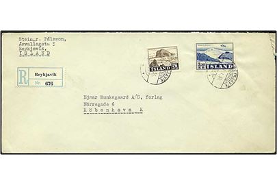 3,35 kr. porto på Rec. luftpost brev fra Reykjavik, Island, d. 13.1.1956 til København.