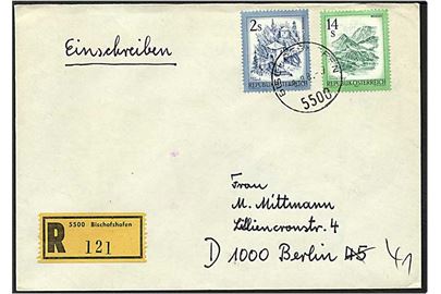16 shilling på Rec. brev fra Bischofshofen, Østrig, d. 9.8.1981 til Berlin, Tyskland.