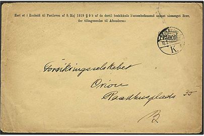 Franco stemplet lokalt sendt brev fra København d. 18.3.1922.
