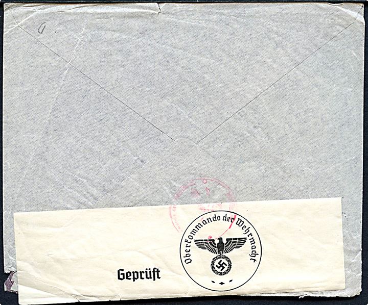 5 øre Bølgelinie og 60 øre Chr. X (2) på luftpostbrev fra København d. 16.12.1940 til Washington, USA. Åbnet af tysk censur i Berlin.