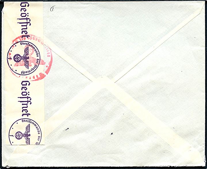 15 øre Karavel på brev fra København d. 24.5.1940 til Stockholm, Sverige. Åbnet af tysk censur i Hamburg.