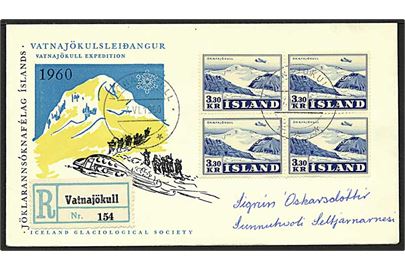 3,30 kr. blå Öræfajökull på Rec. brev fra Vatnajökull, Island, d. 7.6.1960.