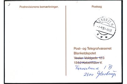 Postsag vedr. rekvisition af Adresseløse Forsendelser B62 (5.85) A4 fra Gudhjem d. 1.9.1987 til Blanketdepotet i Glostrup.