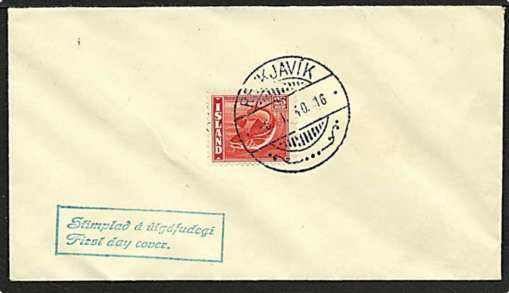 25 aur rød torsk på brev fra Reykjavik, Island, d. 6.1.1940.