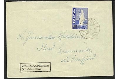 60 aur blå Geysir på brev fra Reykjavik, Island,. d. 1.5.1943.
