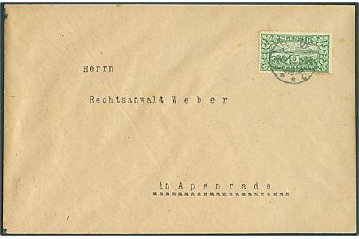 5 mk. Fælles udg. single på filatelistisk lokalbrev stemplet Apenrade d. 10.2.1920.