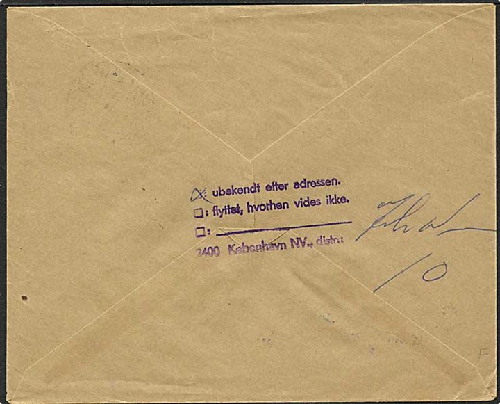 30 øre blå/grøn svømning singelfrankatur på lokalt sendt brev fra København d. 29.11.1971. Ubekendt efter adressen.