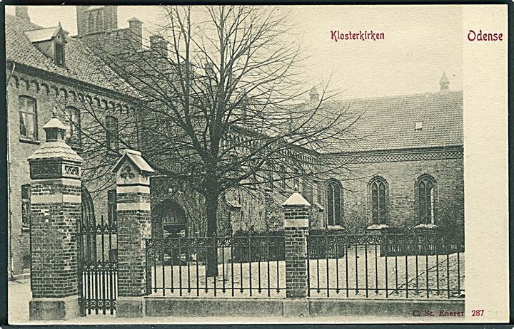 Klosterkirken i Odense. Stenders no. 287. Har været opklæbet. 