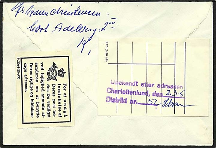 10 øre rødbrun vandmølle på brev fra København d. 10.5.1962 til Hellerup.Vignet med bekendt efter adressen.