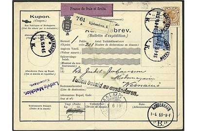 20 øre blå og 1 kr. gulbrun Chr. X på adressebrev fra København d. 1.6.1915 til Wernamo, Sverige.