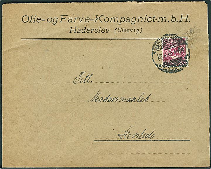 15 pfg. Fælles udg. på lokalbrev i Haderslev d. 29.3.1920.