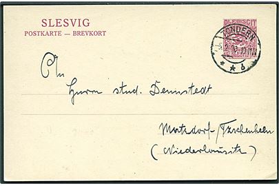 15 pfg. Fælles udg. helsagsbrevkort fra Tondern **b d. 5.2.1920 til Tyskland.
