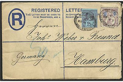 Rec. brev fra England d. 4.3.1893 til Hamburg, Tyskland.. Mærkerne med perfin.