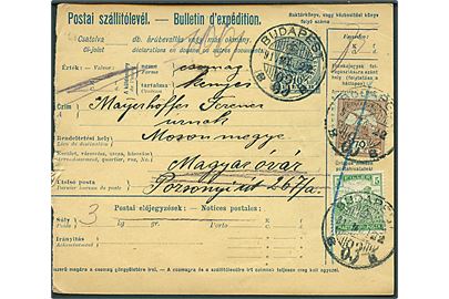 75 f. på 10 f. adressekort for pakke fra Budapest d. 22.5.1917 til Magyar ovar 