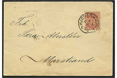 10 øre rød våbentype på brev fra København d. 9.6.189x til Marstrand, Sverige. 