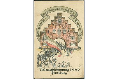 Genforening. Agitationsplakat Volksabstimmung 1920 Flensburg. Deutscher Ausschuss für das Herzogtum Schleswig. U/no.