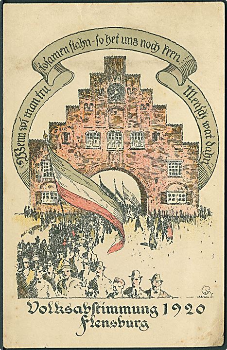 Genforening. Agitationsplakat Volksabstimmung 1920 Flensburg. Deutscher Ausschuss für das Herzogtum Schleswig. U/no.