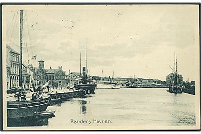 Havnen i Randers med skibe. P. H. no. 13436.