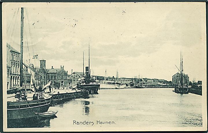 Havnen i Randers med skibe. P. H. no. 13436.