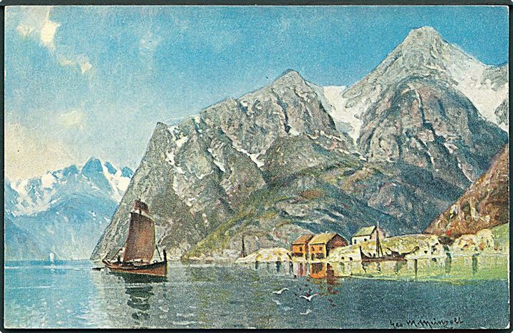 Fjeld et sted i Norge. Ukendt kunstner. K. & B. D., serie 3003. 