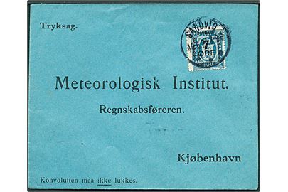 7/4 øre Provisorium single på tryksag fra Sandvig d. 16.6.1926 til Meteorologisk Institut i Kjøbenhavn.