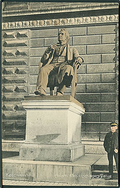 Adam Oehlenschlägers Statue i København. Stenders no. 7408. 