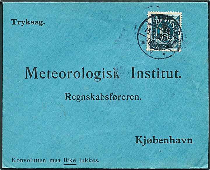 7/4 øre Provisorium på tryksag fra Gjedser d. 15.9.1926 til Meteorologisk Institut, Kjøbenhavn.