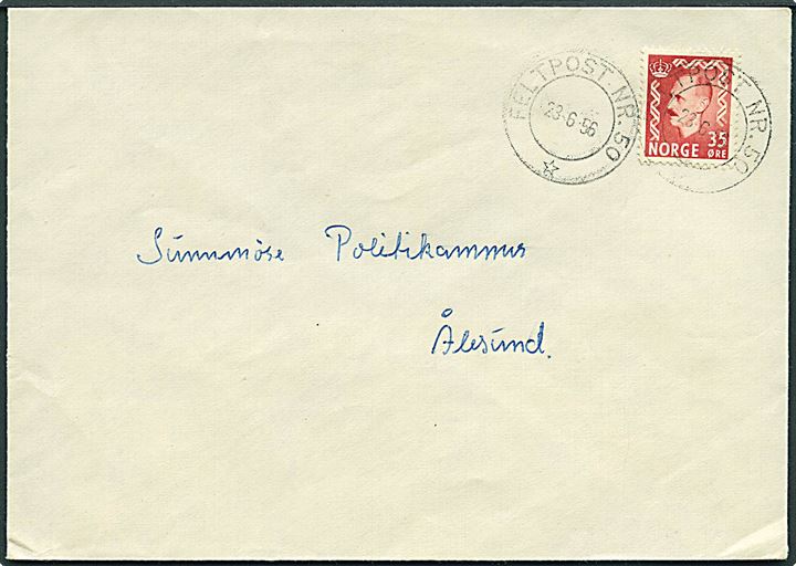 35 øre Olav på brev stemplet Feltpost Nr. 50 d. 23.6.1956 til Ålesund.